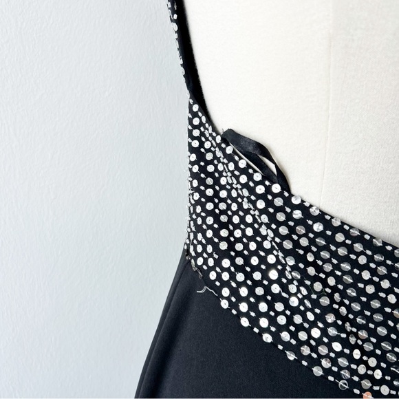 Vintage NEW Deadstock Cache Sequin Beaded Low Back Black Gown Dress Size 4 - Picture 8 of 12